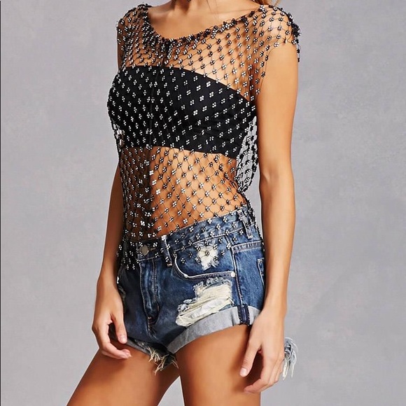 Women's Black Kikiriki Rhinestone Top - Picture 4 of 4